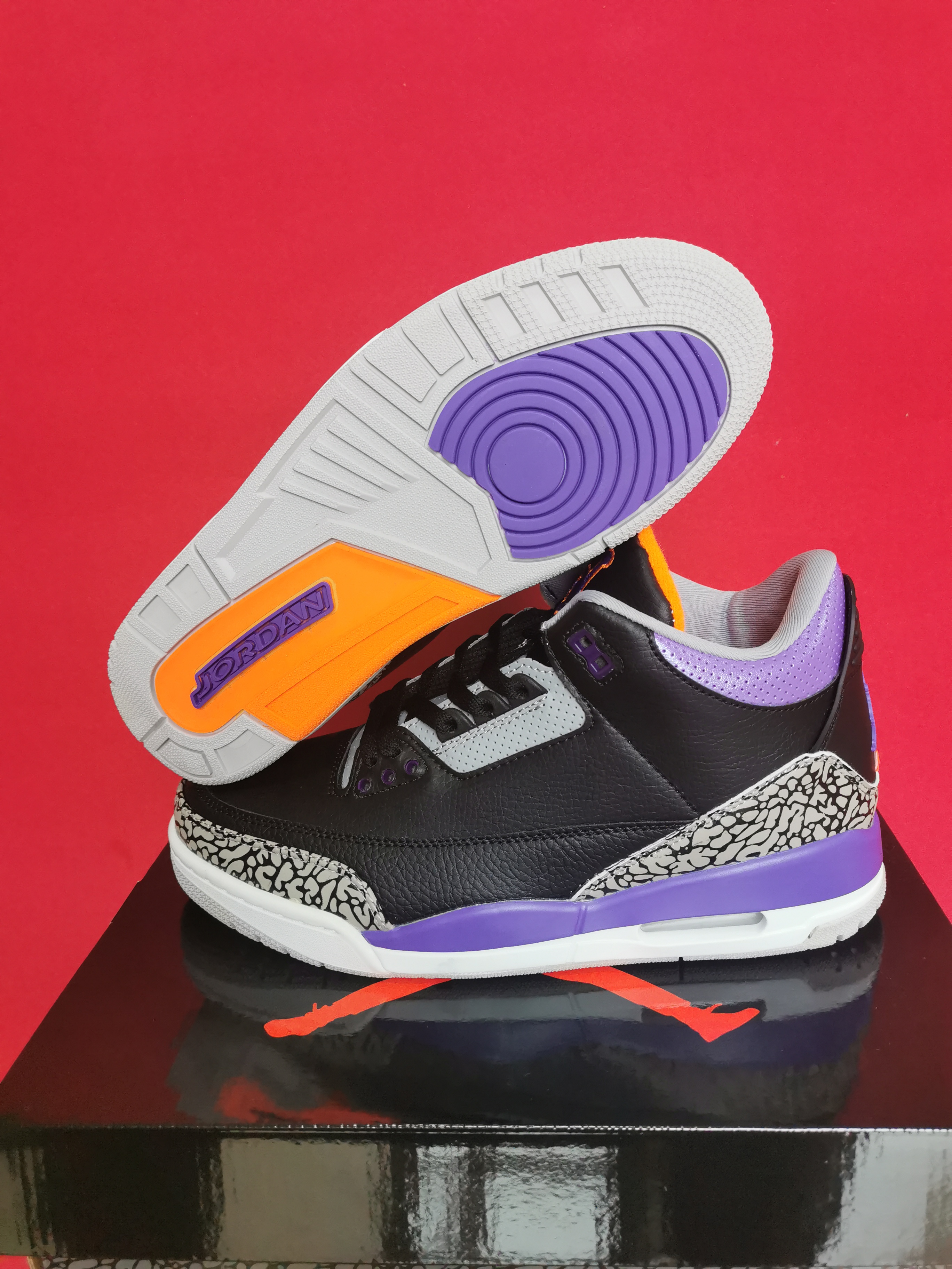 Air Jordan 3 OG Black Purple Grey Shoes